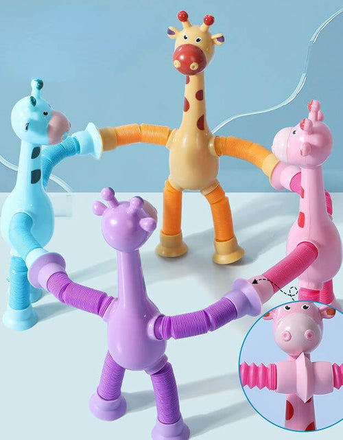 Load image into Gallery viewer, Cartoon Suction Cup Telescopic Tube Giraffe-Stress Relief Toy
