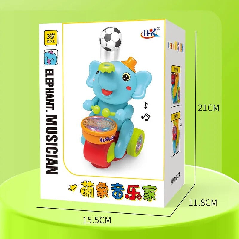 Cute Elephant Toy Beating Drum