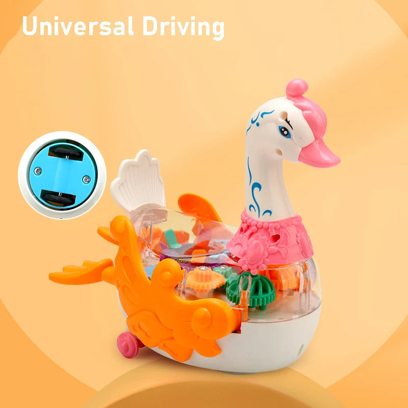 Electric Gear Swan Duck Toy With Transparent Shell