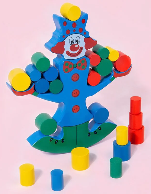 Load image into Gallery viewer, Wooden clown balancing blocks
