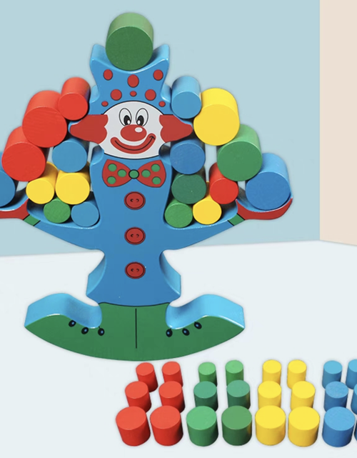 Load image into Gallery viewer, Wooden clown balancing blocks
