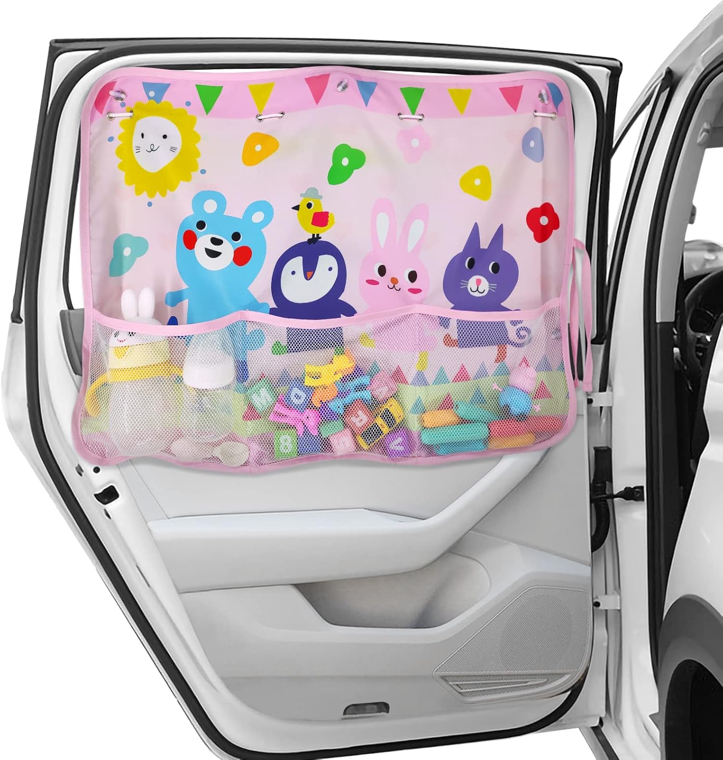 Cute Cartoon Car Window Protector With Pocket