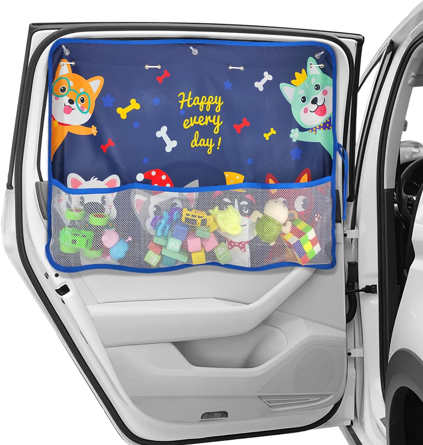 Cute Cartoon Car Window Protector With Pocket