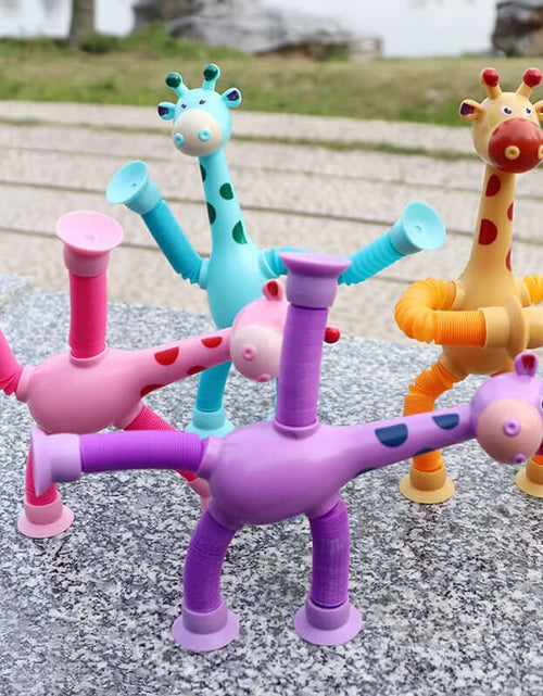 Load image into Gallery viewer, Cartoon Suction Cup Telescopic Tube Giraffe-Stress Relief Toy
