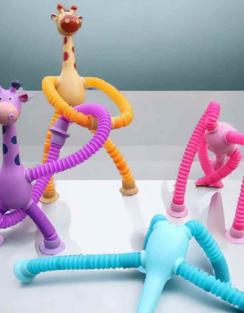 Load image into Gallery viewer, Cartoon Suction Cup Telescopic Tube Giraffe-Stress Relief Toy
