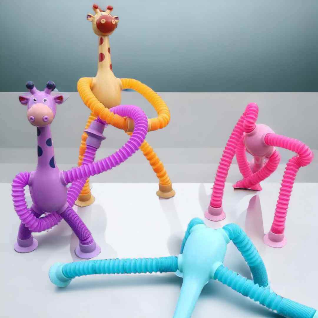 Cartoon Suction Cup Telescopic Tube Giraffe-Stress Relief Toy