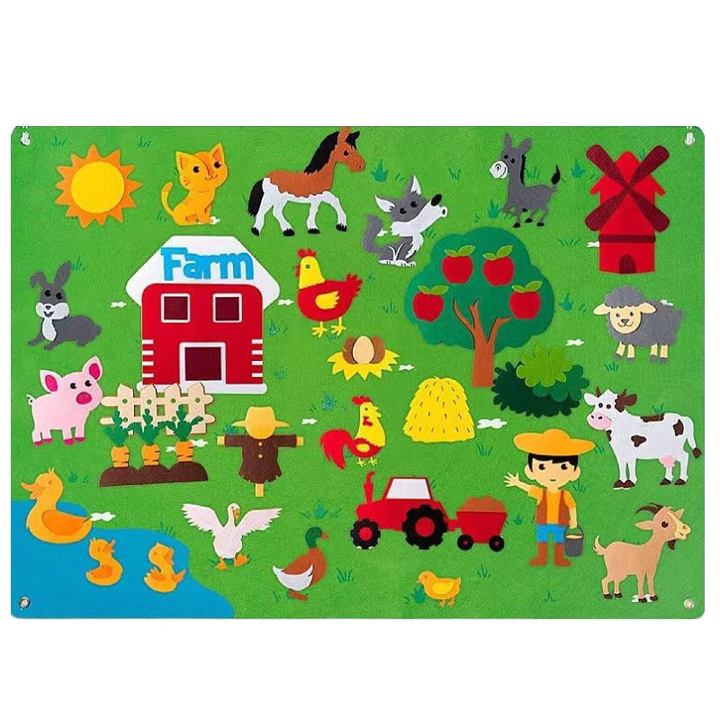 Felt Story Board for Kids Farm Animals Wall Decor