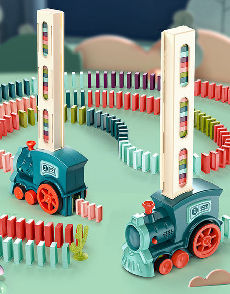Domino Rally Electric Train Blocks Set Building and Stacking Toy