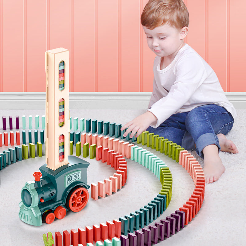 Domino Rally Electric Train Blocks Set Building and Stacking Toy