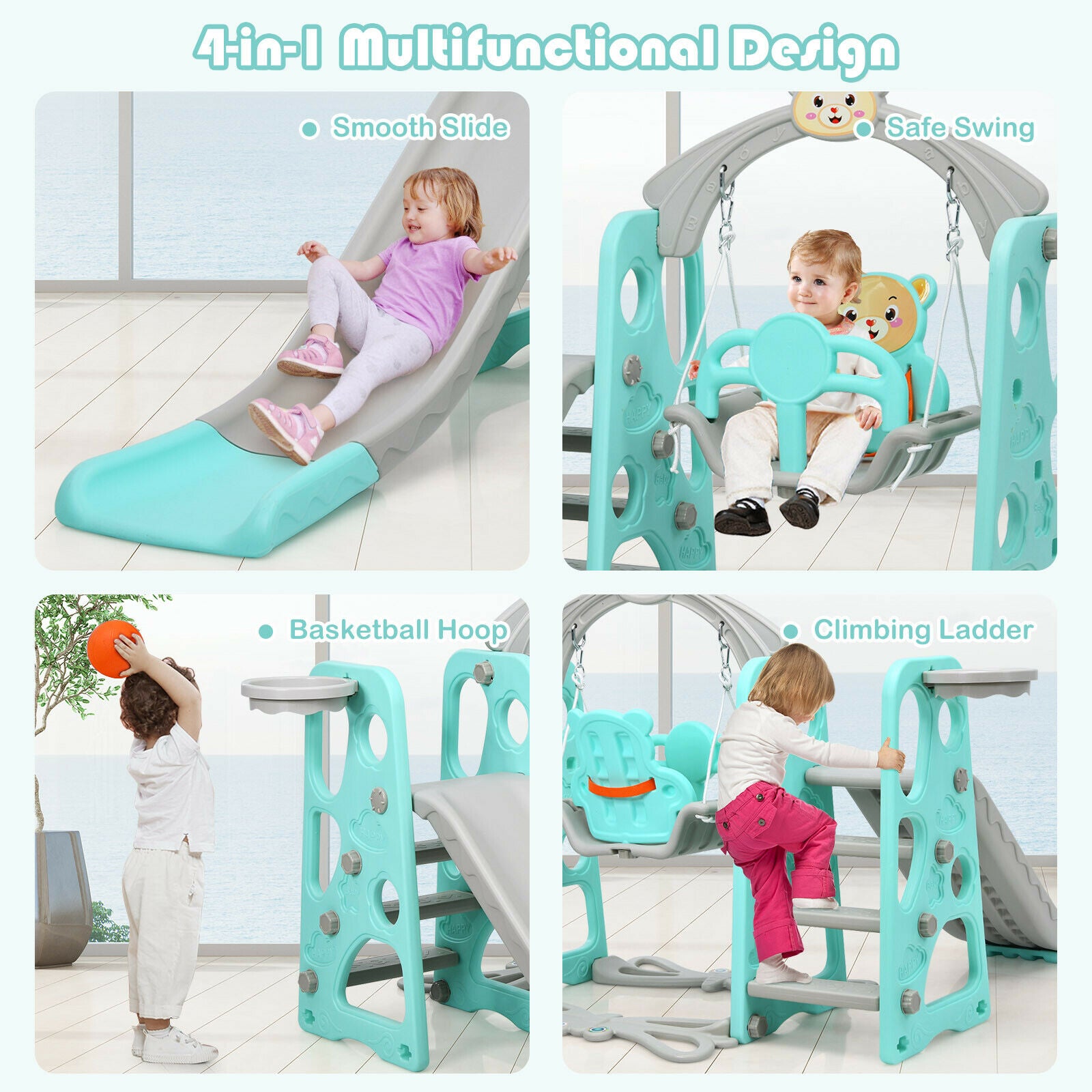 Toddler Slide and Swing Set, Indoor Playground Slide