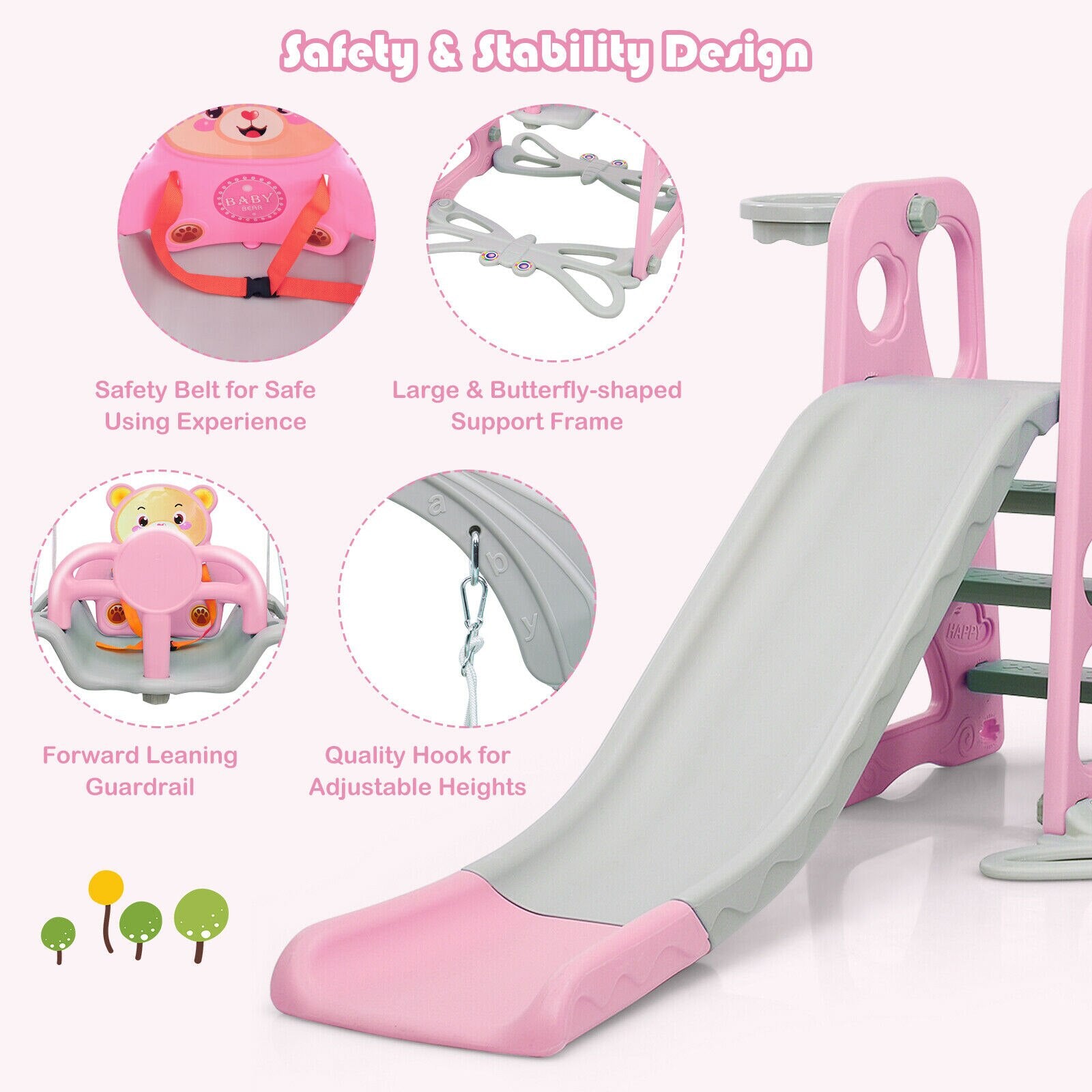 Toddler Slide and Swing Set, Indoor Playground Slide