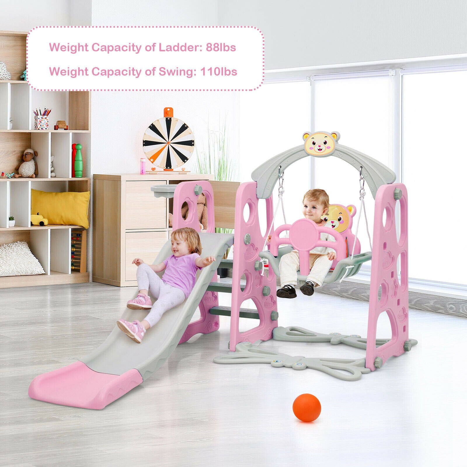 Toddler Slide and Swing Set, Indoor Playground Slide