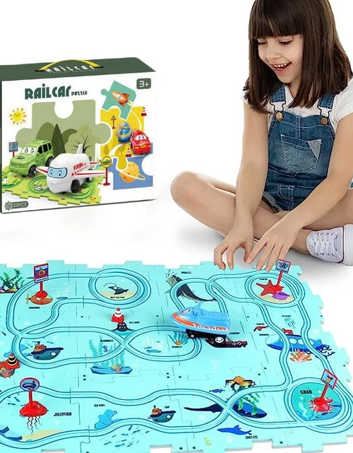 Load image into Gallery viewer, Children&#39;s Educational Puzzle Track Car Play Set
