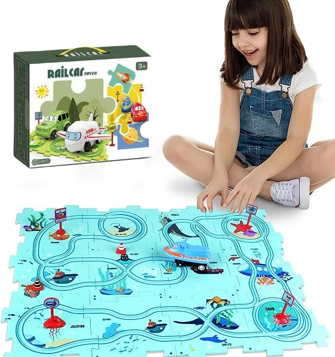 Children's Educational Puzzle Track Car Play Set