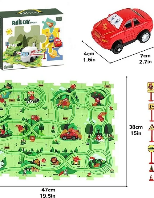 Load image into Gallery viewer, Children&#39;s Educational Puzzle Track Car Play Set
