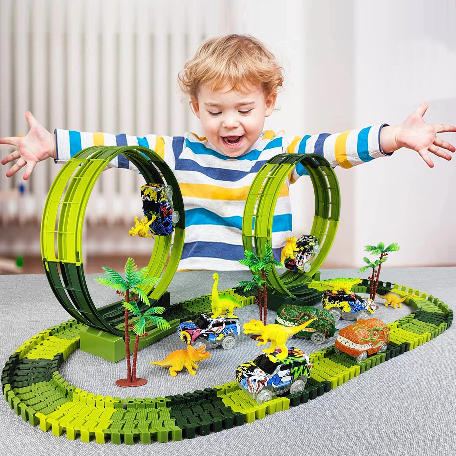 Magic Climbing electric dinosaur car Track Railway Toy