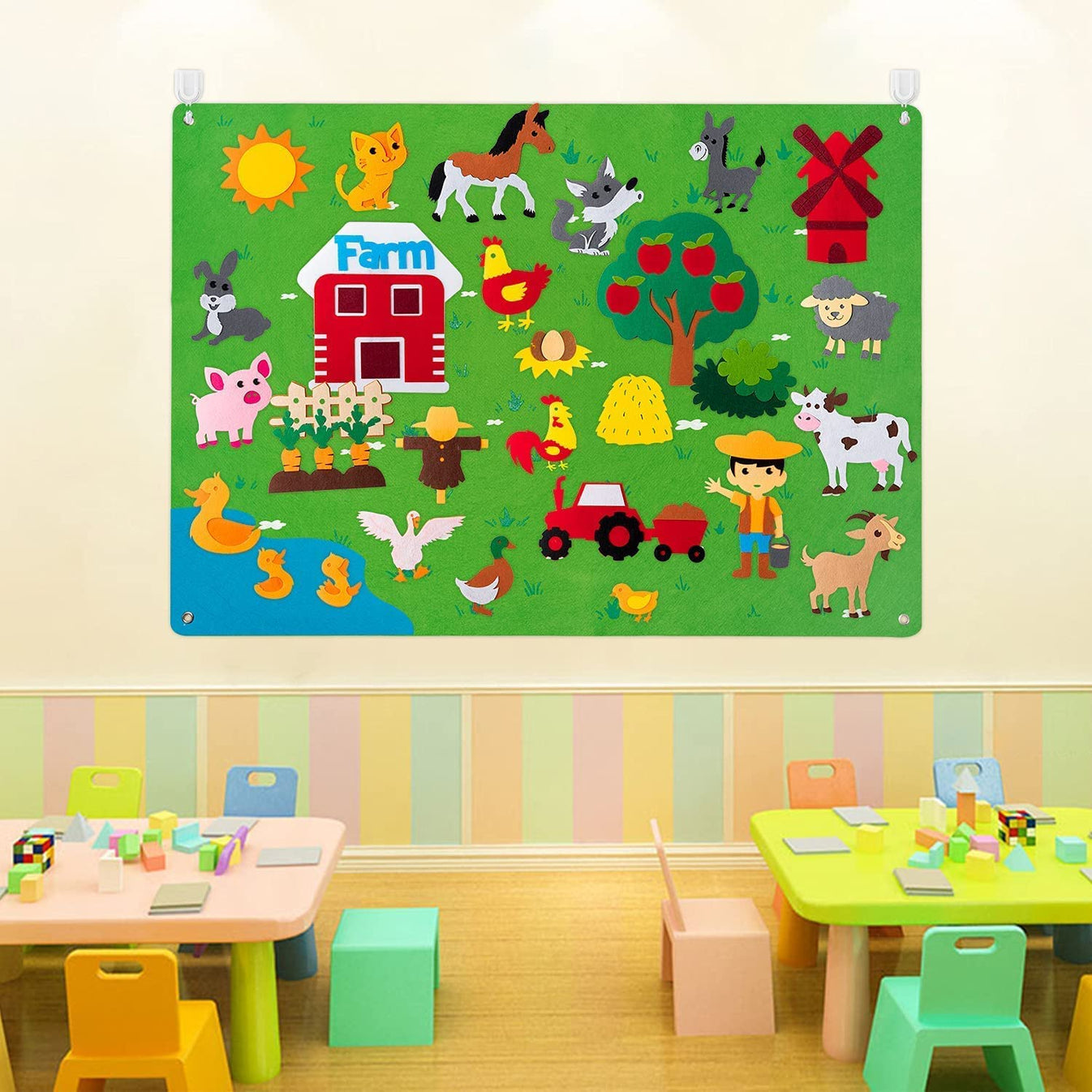 Felt Story Board for Kids Farm Animals Wall Decor