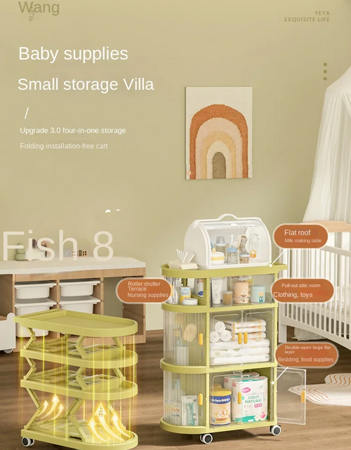 Load image into Gallery viewer, Baby Rack Storage Folding Trolley
