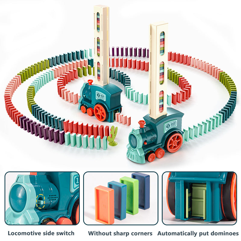 Domino Rally Electric Train Blocks Set Building and Stacking Toy