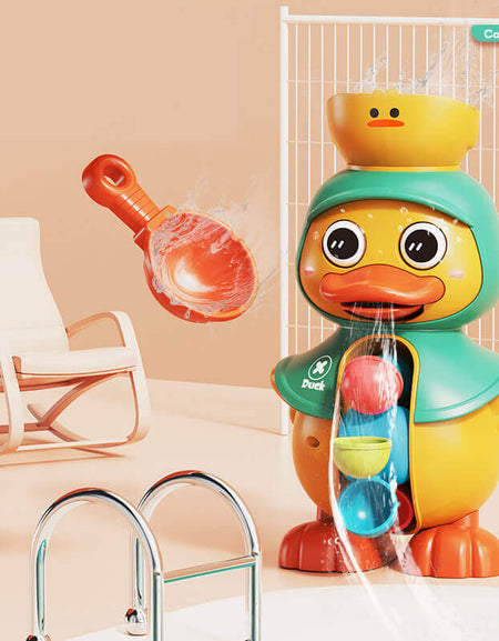 Rotating Waterwheel Baby Bath Toy Little Yellow Duck Sprinkler