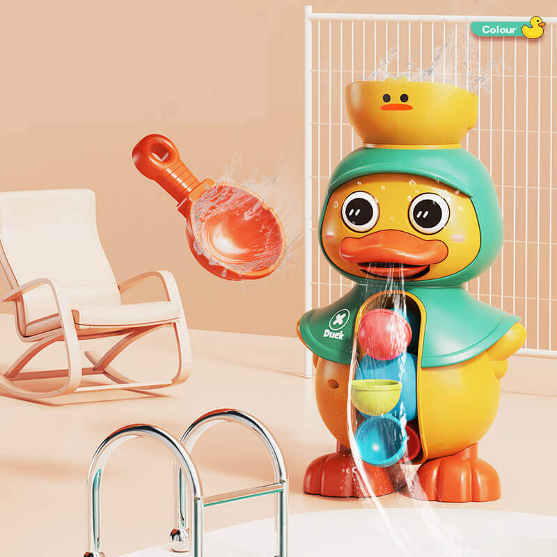 Rotating Waterwheel Baby Bath Toy Little Yellow Duck Sprinkler