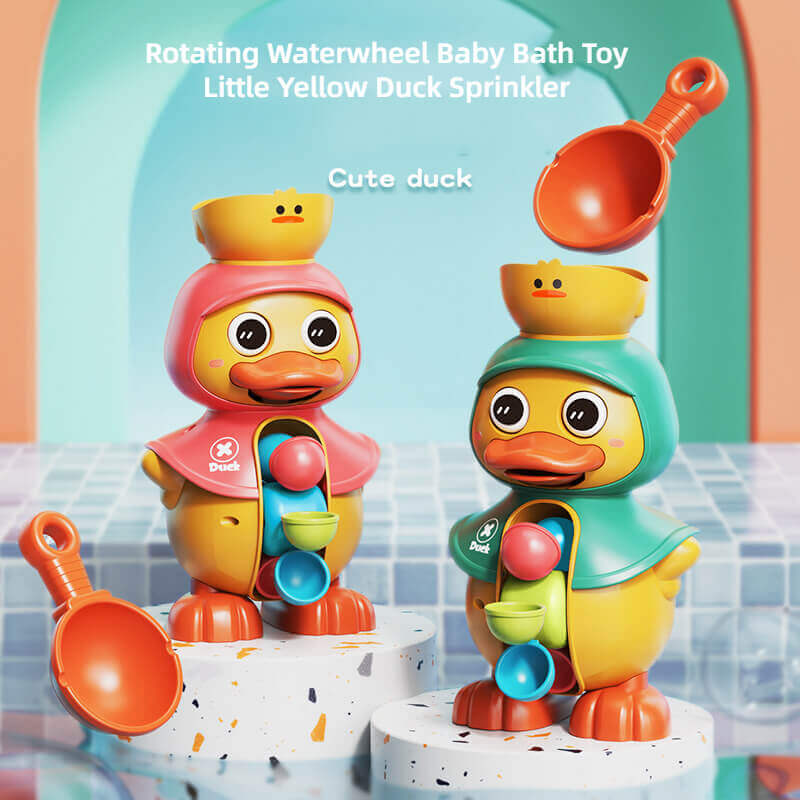 Rotating Waterwheel Baby Bath Toy Little Yellow Duck Sprinkler