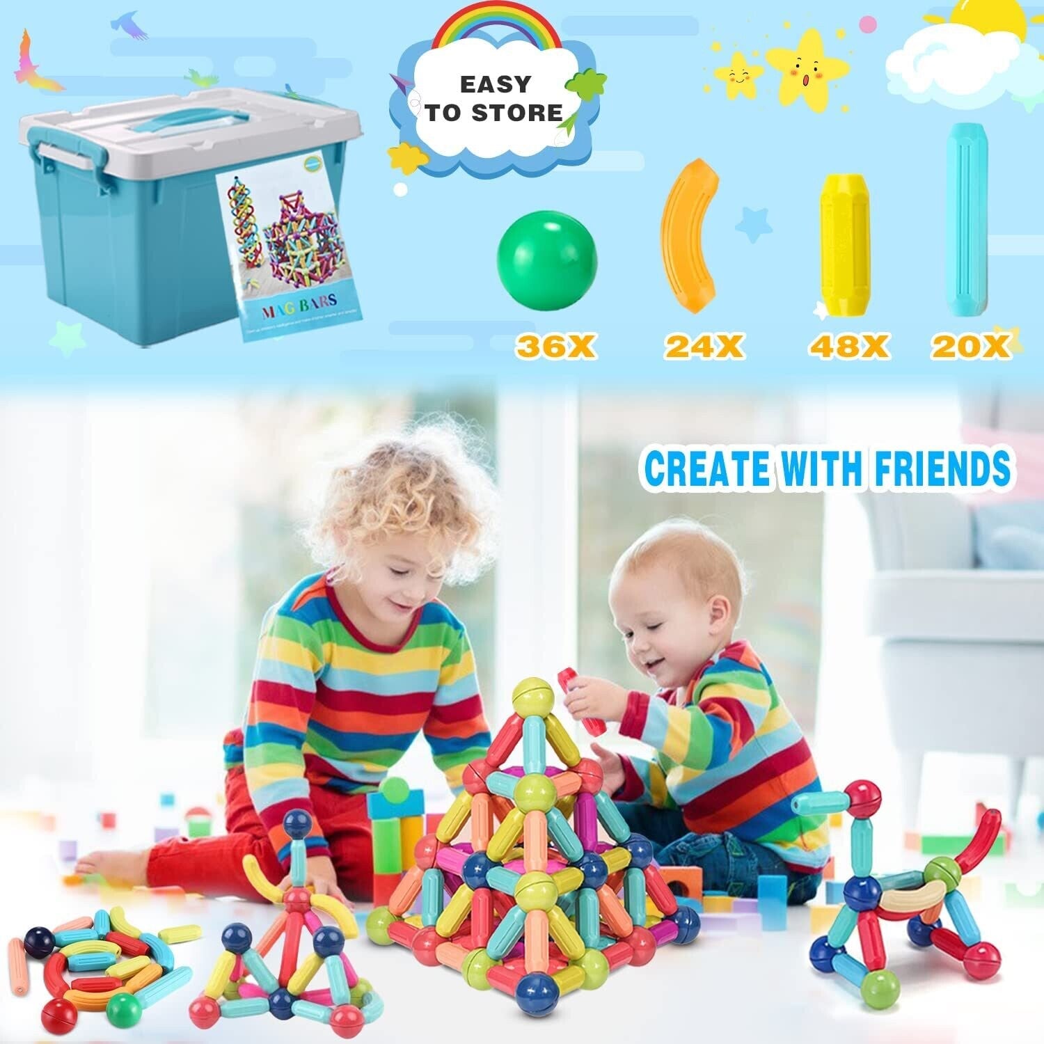 Magic Construction Set Magnetic Balls Stick Building Blocks