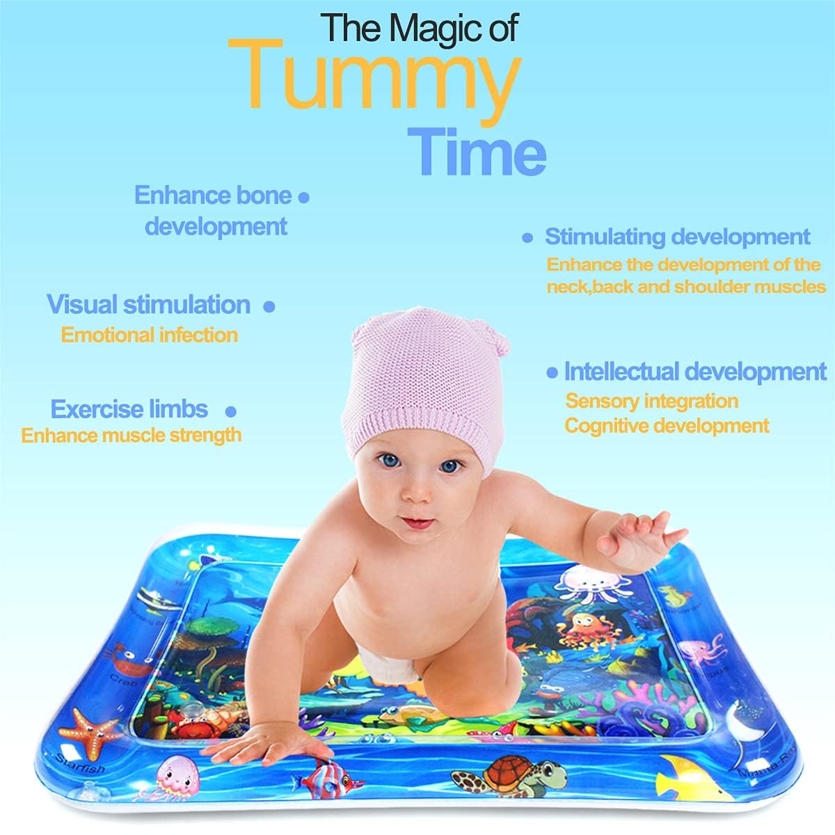 Water Play Mat for Babies Inflatable Tummy Time Water Play Mat