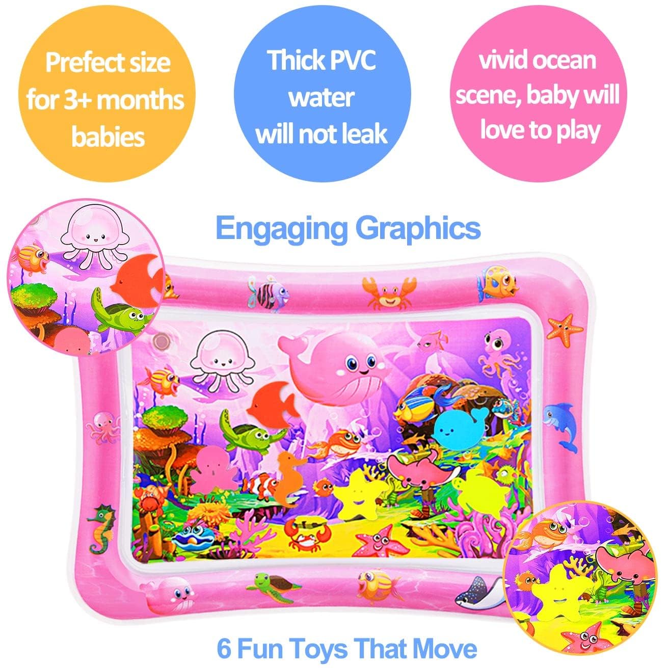 Water Play Mat for Babies Inflatable Tummy Time Water Play Mat