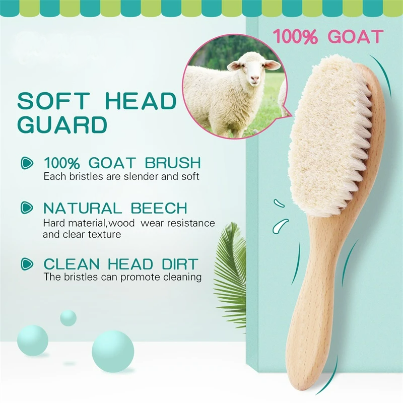 Baby & Toddlers Natural Wooden Soft Wool Hair Brush Heads Massager