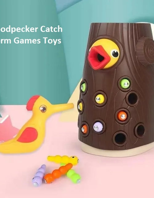 Load image into Gallery viewer, Bird Worms Feeding Magnetic Woodpecker Toy
