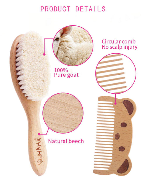 Load image into Gallery viewer, Baby &amp; Toddlers Natural Wooden Soft Wool Hair Brush Heads Massager
