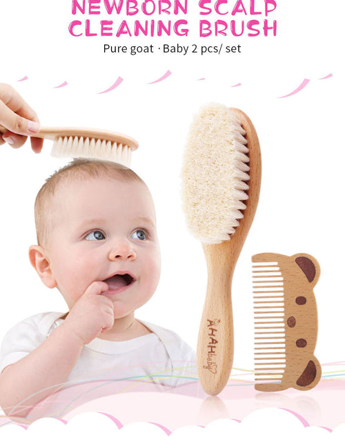 Load image into Gallery viewer, Baby &amp; Toddlers Natural Wooden Soft Wool Hair Brush Heads Massager
