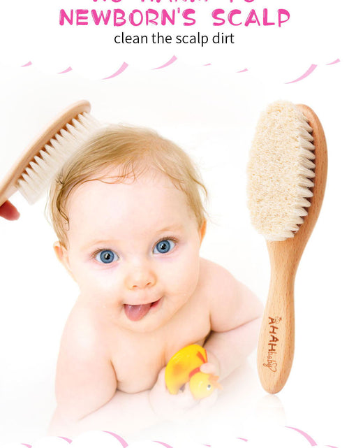 Load image into Gallery viewer, Baby &amp; Toddlers Natural Wooden Soft Wool Hair Brush Heads Massager
