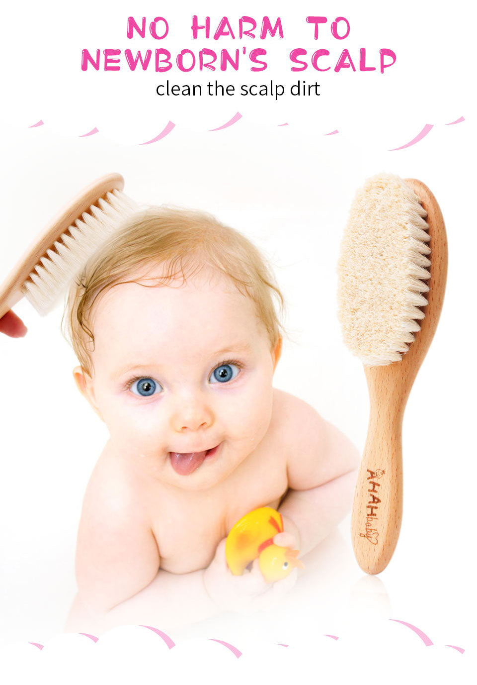 Baby & Toddlers Natural Wooden Soft Wool Hair Brush Heads Massager