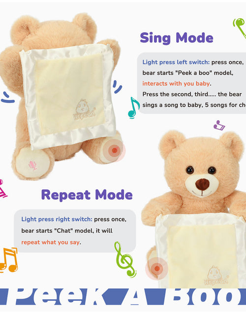 Load image into Gallery viewer, Cute Hide and Seek Peek-A-Boo Singing Teddy Bear
